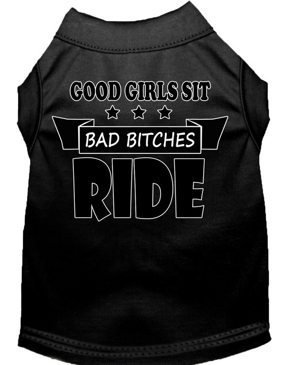 Bitches Ride Screen Print Dog Shirt Black XXXL